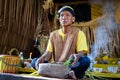 A shaman of Mah Meri tribe is preparing for Hari Moyang ritual at Pulau Carey Island, Selangor, Malaysia