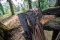 Mah Meri sculpture in oil palm estate.