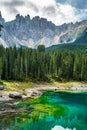 Carezza lake Lago di Carezza, Karersee. Dolomites Alps. South