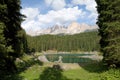 Carezza lake and Latemar Royalty Free Stock Photo