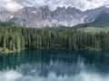 Carezza lake and Latemar panorama, Trentino alto Adige Dolomite alps