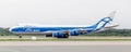 Cargo aircraft Boeing 747-BF of AirBridgeCargo Airlines company on a runway. Aviation and transportation Royalty Free Stock Photo