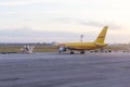 Cargo airplane waiting to takeoff