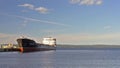 Cargo barge moored at pier, Onega, Petrozavodsk