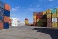 Catania port cargo bay filled with containers 