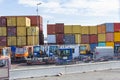 Truck parking lines on Catania port cargo bay 