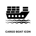 Cargo Boat icon vector isolated on white background, logo concept of Cargo Boat sign on transparent background, black filled
