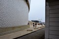 Cargo boat and the cruise terminal in the port of Matosinhos in Portugal