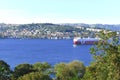 Cargo boat passing through the Bosphorus Strait. Hidiv KasrÃÂ±, Beykoz Royalty Free Stock Photo