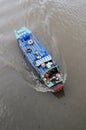 A cargo boat running on Mekong river in Tra Vinh, Vietnam Royalty Free Stock Photo