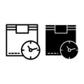 Cargo box and clock line and glyph icon. Package and clock vector illustration isolated on white. Fast delivery outline Royalty Free Stock Photo