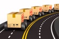 Cargo box with wheel on road. white background. Isolated 3D illustration