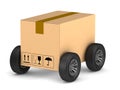 cargo box with wheel on white background. Isolated 3D illustration Royalty Free Stock Photo