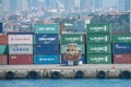 Cargo boxes at sea port Royalty Free Stock Photo
