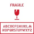 Cargo cardboard box fragile stamp with glass goblet icon and crate font for logistics or packaging Royalty Free Stock Photo