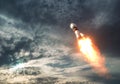 Cargo Carrier Rocket Takes Off To The Clouds