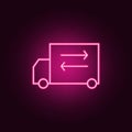 Cargo-carrying neon icon. Elements of Real Estate set. Simple icon for websites, web design, mobile app, info graphics Royalty Free Stock Photo