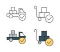 Cargo complete outline and filled outline icon