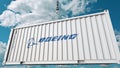 Cargo container with Boeing logo. Conceptual editorial 3D rendering