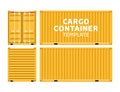 Cargo container box isolated vector. Cargo sides delivery business template