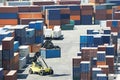 Cargo container boxes in dock terminal