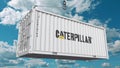 Cargo container with Caterpillar logo. Conceptual editorial 3D rendering