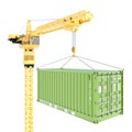 Cargo container delivery with crane isolated