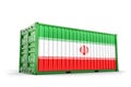 Iranian flag painted on cargo container representing import and export. 3D Rendering Royalty Free Stock Photo