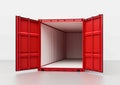 Cargo container isolated on white background. Copy space. Add product. Ai Generative illustration Royalty Free Stock Photo