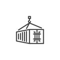 Cargo container loading line icon