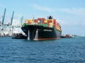 A Cargo Container Ship Arriving in PortMiami