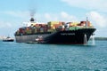 A Cargo Container Ship Arriving in PortMiami