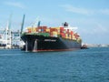 A Cargo Container Ship Arriving in PortMiami