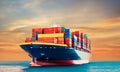 Cargo container ship. Business Logistics concept, map global partner connection of Container Cargo freight ship for Logistic Royalty Free Stock Photo