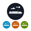 Cargo container ship icon, vector illustration