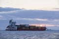 Cargo container ship sailing Royalty Free Stock Photo