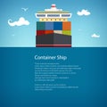 Cargo Container Ship at Sea, Poster Brochure Royalty Free Stock Photo