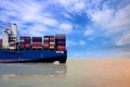 Cargo container ship in the sea