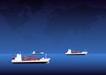 Cargo container ships navigate worldwild.