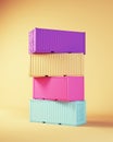 Cargo Container Stack Pink Purple Aqua Blue 1980s Vintage Decade Club Colour Palette Industrial Freight Export Shipping Transport