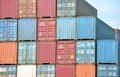 Cargo container stacks in Inland container terminal Royalty Free Stock Photo