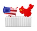 Cargo Container with United States and China Map Isolated. Trade war Concept Royalty Free Stock Photo