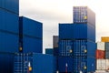 Cargo containers. Cargo container yard. Royalty Free Stock Photo