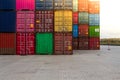 Cargo containers. Cargo container yard. Royalty Free Stock Photo