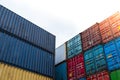Cargo containers. Cargo container yard. Royalty Free Stock Photo