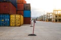 Cargo containers. Cargo container yard. Royalty Free Stock Photo