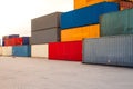 Cargo containers. Cargo container yard. Royalty Free Stock Photo