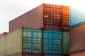 Cargo containers. Cargo container yard. Royalty Free Stock Photo