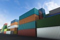 Cargo containers of different colors Royalty Free Stock Photo