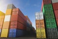 Cargo containers of different colors Royalty Free Stock Photo